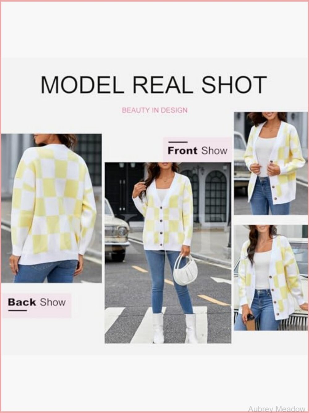 V-Neck Button Down Long Sleeve Cable Knit Oversized Cardigan - Picture 5 of 7
